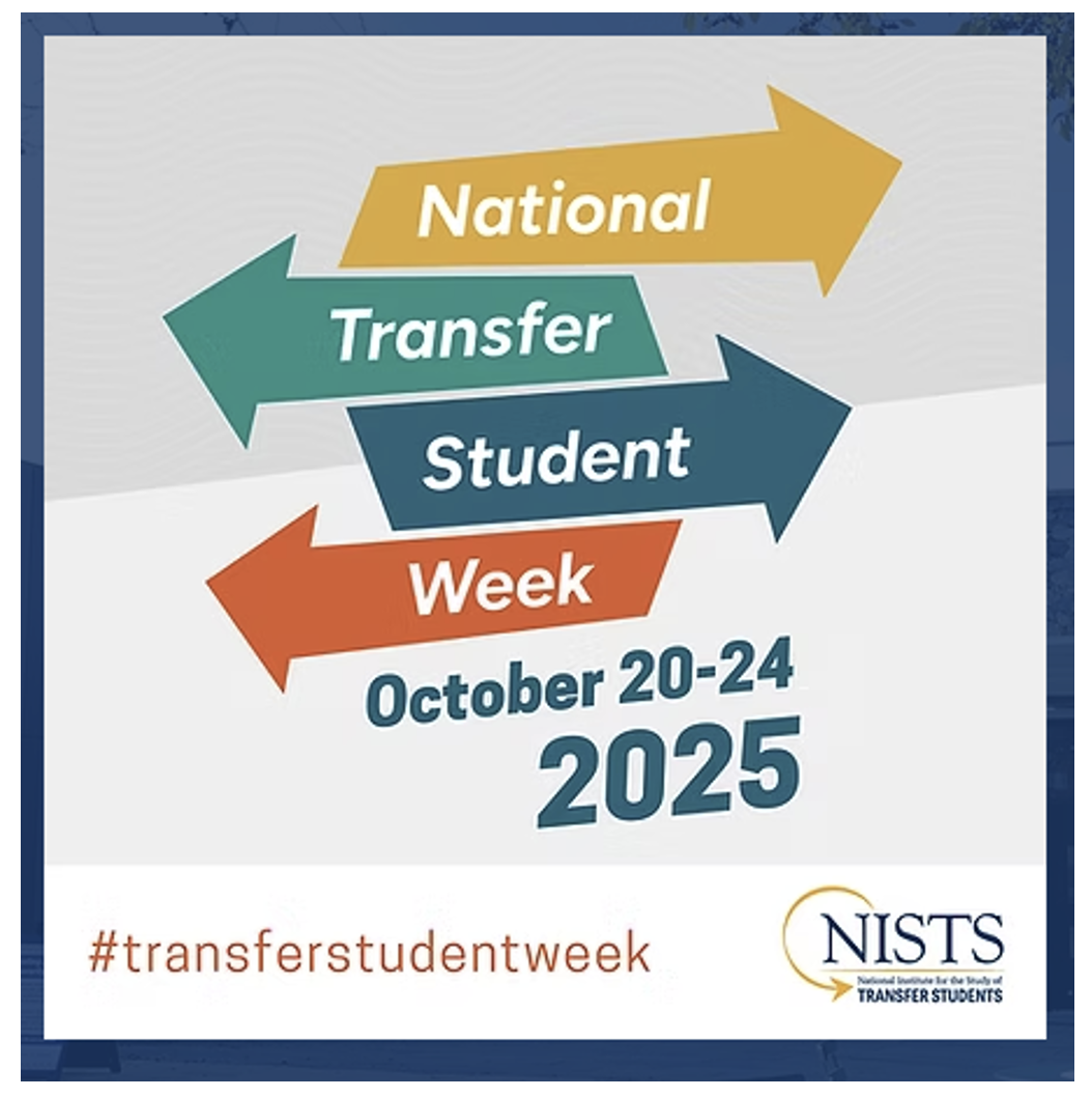 National Transfer Student Week, Oct. 20-24, 2025, #transferstudentweek. NISTS