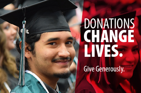 Donations Change Lives. Graduates are pictured.