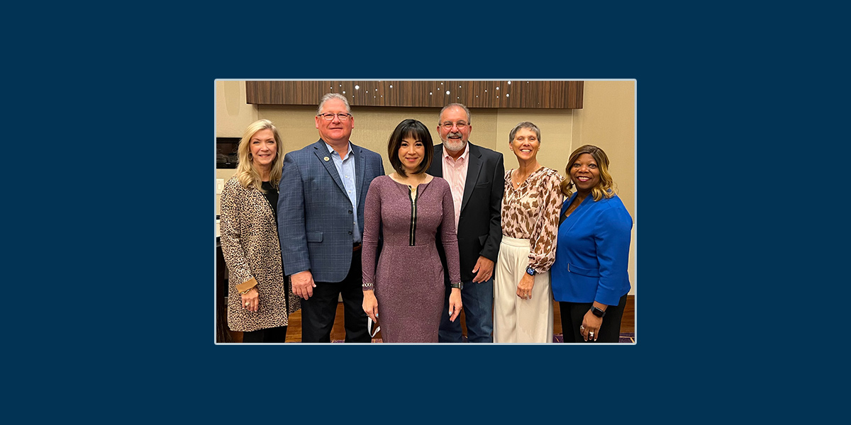 Regent Pam Warford, Regent Gilbert Santana, Dr. Lynda Villanueva, Lee College president; Regent Mark Hall, assistant secretary; Regent Judy Jirrels and Regent Gina Guillory at the ACCT Leadership Congress.