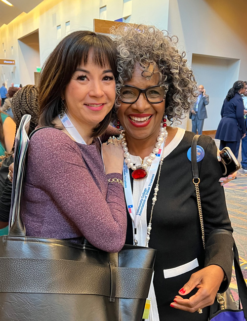 Dr. Lynda Villanueva, left, Lee College president, with Vice Chair Susan Moore-Fontenot, Lee College Board of Regents, at the ACCT Leadership Congress.