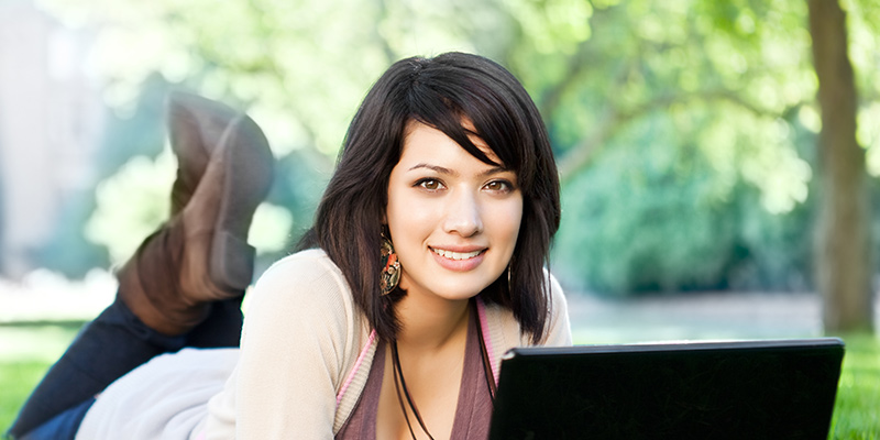 Female student with laptop