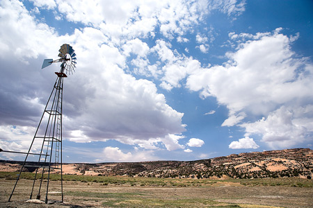 A windmill on a plain